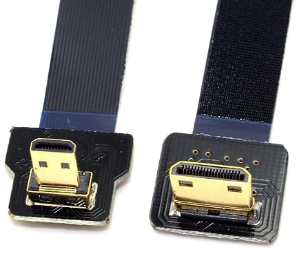 chenyang CYFPV Micro HDMI a Mini HDMI Cavo di estensione FPC piatto 1080P 90 gradi verso il basso angolato 0.2M