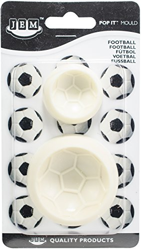 JEM 1102EP009 Pop It-Juego de 2 moldes con Forma de balón de fútbol para decoración de Tartas, tamaño Grande y pequeño, Plástico ABS, Hueso, 6x2x6 cm