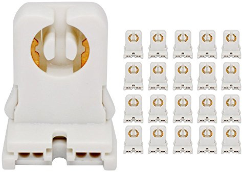 T8 LED Fluorescent Tube Lamp Holder Tombstone, Non-shunted Turn-Type G13 Base, Medium Bi-Pin Socket, for LED Fluorescent Tube Replacements Turn-Type Lampholder Pack of 20