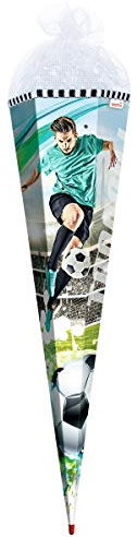 ROTH Schultüte groß Fußball-Star mit Sound 85 cm - 6-eckig Rot(h)-Spitze Netzverschluss - Zuckertüte