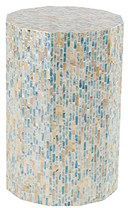 Deco 79 Mother of Pearl Shell Handmade Side End Accent Table End Table, Side Table 13 x 13 x 19, Blue
