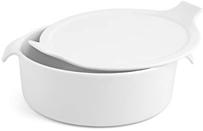 H&H Pirofila Tonda, Porcellana Bianca, cm20xH7, con Coperchio