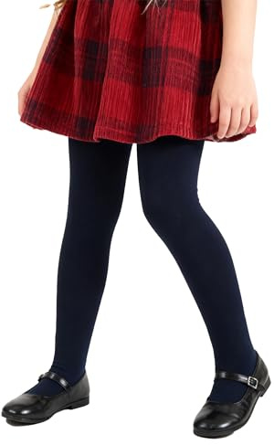 LOLANTA Collant termici per ragazze, calzamaglie foderati in pile, Bambina collant spessi per la scuola invernale, Blu navy, 3-5 anni, S