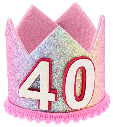NUOBESTY Farbverlauf Regenbogen Geburtstagshut 40. Geburtstag Party Kopfschmuck Prinzessin Tiara Haarschmuck Dekorative Fotorequisiten Für Jubiläum Feier