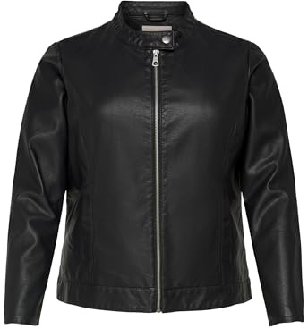 ONLY Carmakoma Carrobber - Chaqueta de piel sintética para mujer, Negro, 44