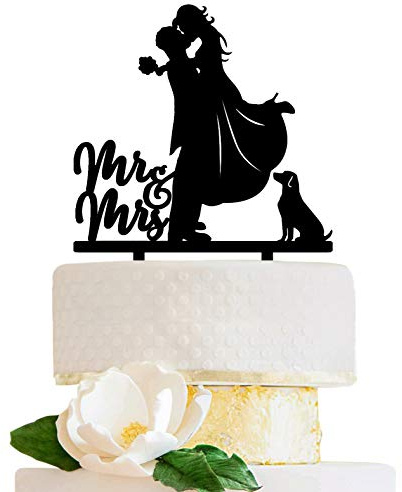 LOVENJOY 5,3 Tortenaufsatz Hochzeit mit Hund Hochzeitstorte Deko, Geschenkverpackung