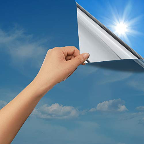 rabbitgoo Vinilos Espejo para Ventanas 90x199.5cm, Vinilo Espejo Unidireccional, Lámina Protector Solar Privacidad, Vinilo Ventana Deorativos Adhesiva Anti 85% Calor y 90% UV para Hogar Oficina