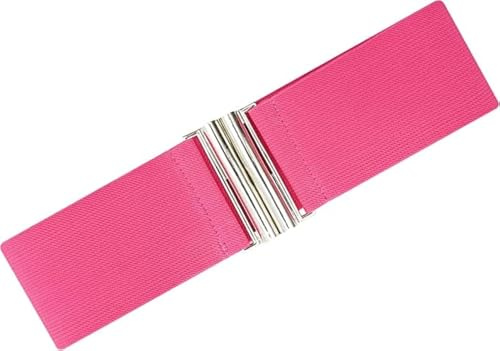 Ro Rox Damen Breiter Elastischer Taillengürtel im Retro Vintage Stil – Stretchgürtel für Kleider, 50er Jahre – Moderne Schnalle, Mehrere Farben - Hot Pink (M)