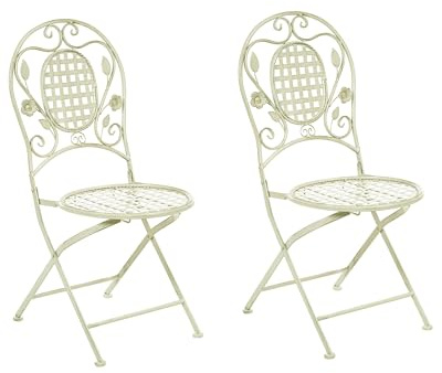 Set di 2 Sedie da Giardino Bistro Pieghevoli in Metallo Verde Chiaro