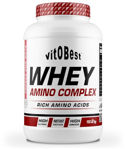 VITOBEST | Proteínas 100% Whey Amino Complex | Ayuda a crear y conservar la masa muscular. Duración de absorción media. Contiene L-Glutamina y L-Taurina | Sabor Fresas con Nata - 2 kg