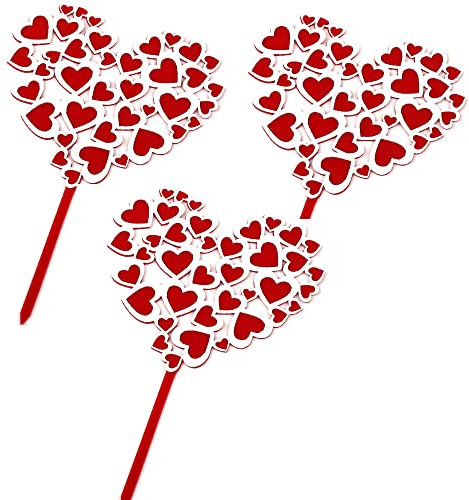 10 Stück Acryl Rot Herz Valentinstag Dessert Essen Kuchen Topper Hochzeit Dekorationen für Hochzeit Valentinstag Jahrestag Dekor