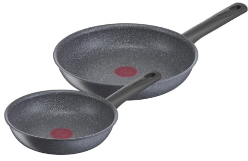 Tefal - Natural On Lot 2 poêles 20 et Induction - Thermo-Signal - 26 cm | Poêle anti adhesive induction avec revêtement Mineralia - Thermo-Signal pour une cuisson précise - Compatible tous feux