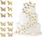 48 Pièces Gâteau Topper de Papillon, VEGCOO Cupcake de Papillon, Papillon Cake Topper, Papillon Décoration de Gâteau d'Anniversaire pour Fournitures de Fête d'Anniversaire Baby Shower Mariage (Or)