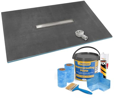 Thermopanel Waterproof Linear Wet Room Shower Trays Including Tanking Kits and Tiles Grate - Suitable for Underfloor Heating with Waste Trap Drain - 1800 x 900 x 30mm