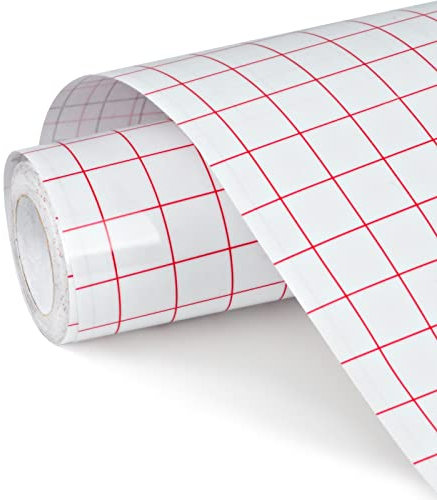 NANAPLUMS Transferfolie Plotter für Vinyl-Plotter Zubehör mit Blaues Ausrichtungsgitter für präzise Platzierung von Abziehbildern, Schildern und Fensterdekorationen (Rot, ‎30.5cmx5m)