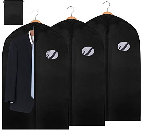 Vigevee Premium Kleidersack Anzug 3 Stück 100 x 60 cm inkl. Schuhbeutel Mit PE-Folie Dicker Vliesstoff Hochwertige Kleiderhülle für Anzug und Kleid Atmungsaktive Anzugtasche für Reisen