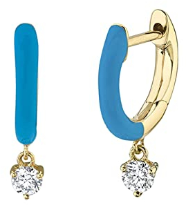 Ohrringe Silber 925 Creolen Vintage, Hypoallergene Ohrringe Blau mit Emaille Zirkonia Ohrringe Damen