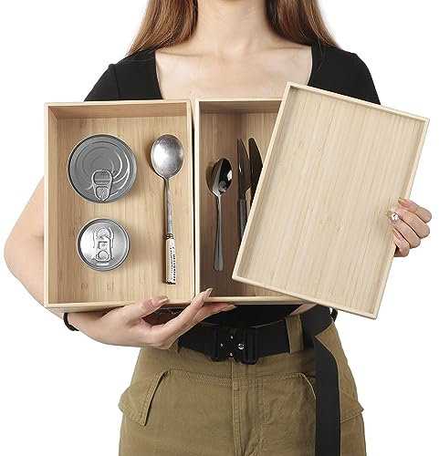 Stapelbarer Bambus-Schubladen-Organizer mit Deckel, 2er-Set, Küchenutensilien, Besteck und Besteck, Aufbewahrungsbox, Tablett, Speisekammer oder Badezimmer, 25.9x18.5 cm
