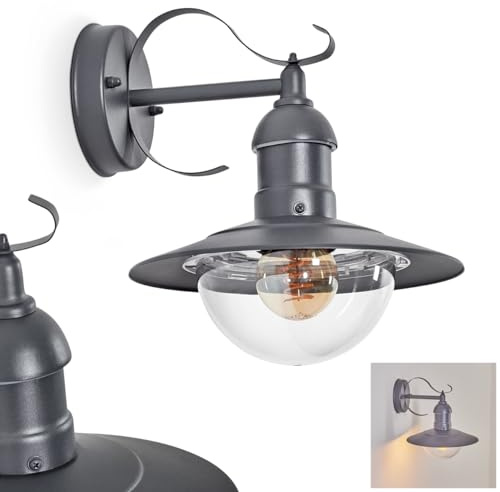 HOFSTEIN Außenwandleuchte Broni, Außenwandlampe aus Metall/Kunststoff in Anthrazit/Klar, Wandleuchte Down außen im Landhaus/Retro/Vintage-Stil, E27, IP44, Hof, Außenbereich, Terrasse, Haustür