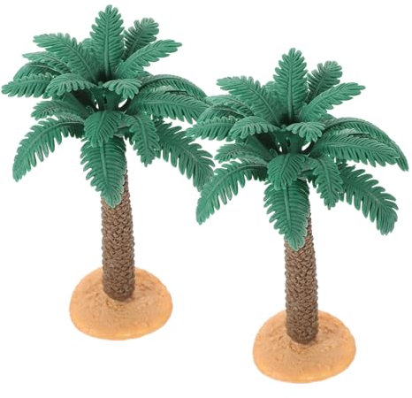 HOMSFOU 2stücke Künstliche Palmenbaum Modelle Für Miniatur Landschaftsgestaltung Dekoration Für Sandtische Puppenhäuser Und Mikro-gärten Mit Stabiler Basis Detailgetreu Und Leicht Zu