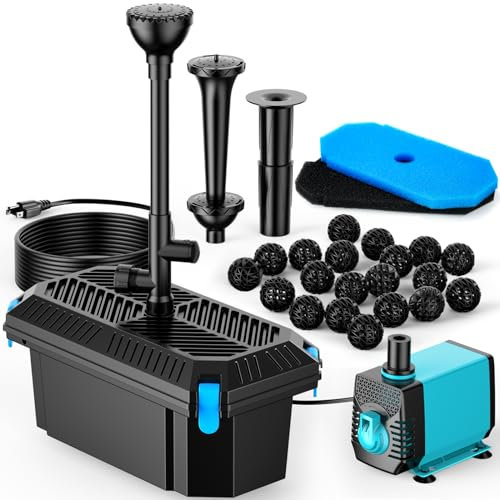 POPOSOAP Filtro de estanque con kits de fuente de bomba, filtro de estanque de 660 GPH con bomba de estanque de 40 W y kit de fuente, filtros de estanque Koi para estanques al aire última intervensión