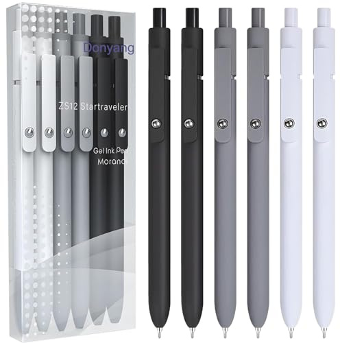 Gel Pens, 6PCS 0.5mm Black Ink Fine Point Pens, Cute Office School Supplies