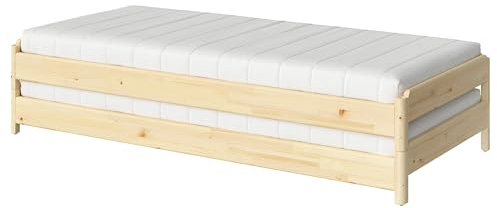 UTÅKER Stapelbett mit 2 Matratzen, 80x200 cm, Kiefer/Åfjäll mittelfest