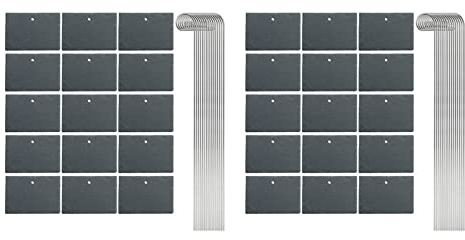Janasiba Lot de 30 étiquettes pour plantes en ardoise - Marqueurs pour plantes - Accessoires de jardin