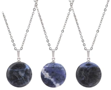 Colgante redondo de piedra natural para hombres y mujeres, collar de amatista azul turquesa, colgante simple, cadena blanca, personalidad de la moda, joyería de primavera y otoño, sodalita, talla