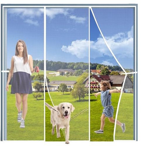 fliegengitter balkontür ohne bohren 120x230cm fliegengitter tür magnet,insektenschutz tür,fliegengittertüren mückennetz tür Magnetvorhang für balkontür Schiebetür Terrassentür Weiß