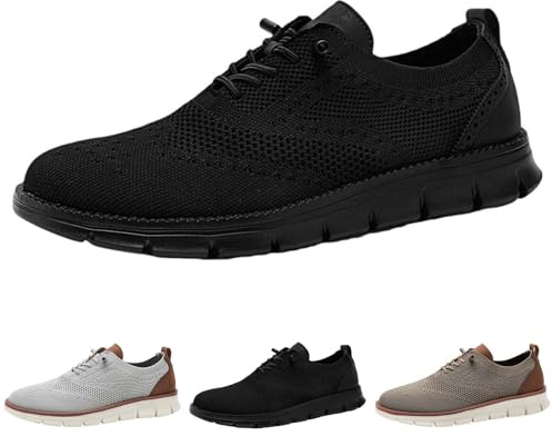 Wearbreeze Shoes for Men, Breeze Urban Shoes Men, Urban - Ultrabcomfortable Shoes, Breeze Shoes Men's Breathable Mesh Casual Wear Boat Shoes Knitted Fabric Lace Up Shoes 39-48, black, 42 EU