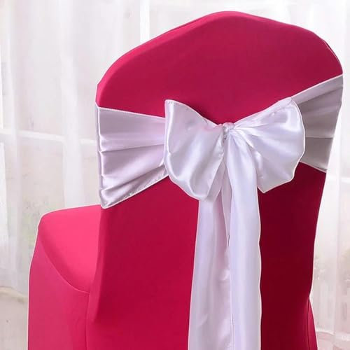 Stuhlschärpen aus Satin mit Schleifen, Stuhlhusse für Empfänge, Eventdekoration im Restaurant, Bankette, Partys, Eventdekorationen in Hotels, WEISS