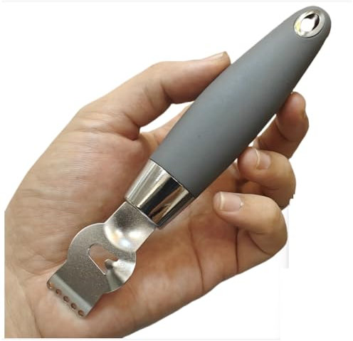 Lemon Stainless Steel Zester，Lemon Zester Peeler， Kitchen Peeler Tool for Cocktails Lime Oranges Kitchen Gadgets (Silver) (Grey)
