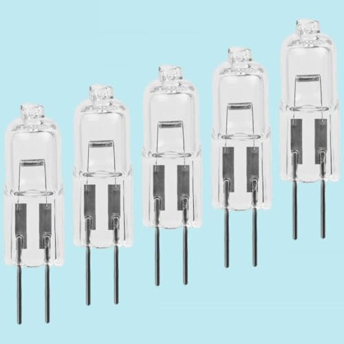BULBEAWICK 5pcs G4 Halogenlampe 6V 5W 12V/24V 10W 20W 35W Wolfram Filament Perlen 110V/220V 50W Warmweißes Licht 2700K G4 10W 6