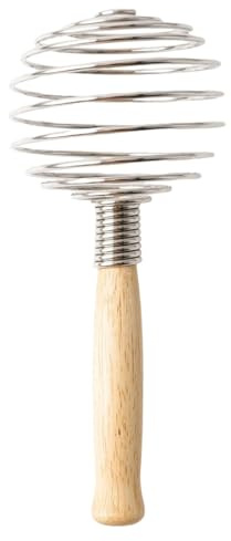 Vriusi Egg Beater Whisk, Egg Beater Dough Whisk, Edelstahl, Spiral Whisk, Egg Whisk, Küchenwerkzeuge, Wooden Handle Mixer Whisk, Oak Spiral Flour Mixer, Kitchen Baking Tools