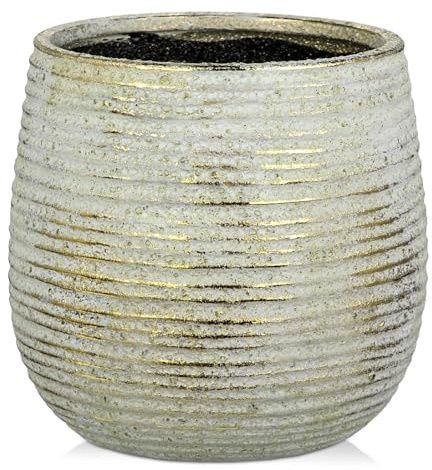Blumentöpfe mit Abflussloch Vergoldeter Keramik-Pflanztopf Rustikal 13cm | Perfekt für Moderne Dekoration und Pflanztöpfe, Dekorativen KeramikTöpfen Drinnen und Draußen, Durchmesser