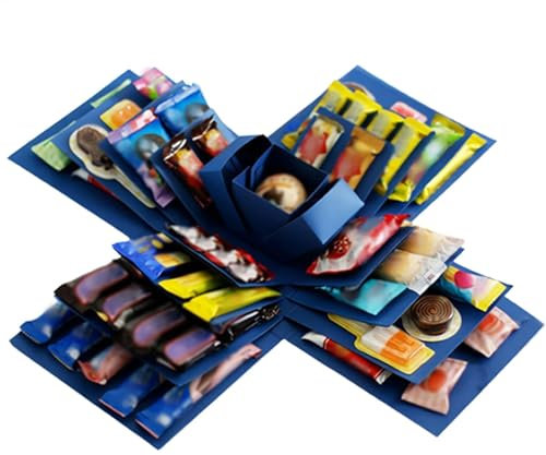 Handgefertigte 5-lagige Explosionsbox | Überraschungsgeschenkbox Mit Mehreren Fächern | Explosions-Geschenkbox - Explosions-Geschenkbox Für Pralinen | Kreative Überraschungs-Explosionsbox Für Geschenk