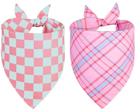 QUQULE Hundehalstuch, Mädchen, klein, 2 Stück, rosa Frühlingsschal, strapazierfähig, dreieckig, wendbar, Taschentuch für Welpen, Haustiere