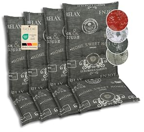 GO-DE Textil Bequeme und attraktive Polsterauflagen für Mittellehner-Gartenstühle (4er-Set, Stempel anthrazit, Mittellehner)