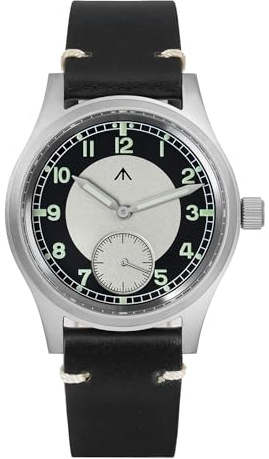 Tactical Frog Militado D12 Militär-Herrenuhr, VD78, Quarz, Saphirglas, C3, super Leuchtend, 36 mm Zifferblatt, Militär-Stil, 100 m wasserdicht, Weißes Zifferblatt/Lederarmband, Armband