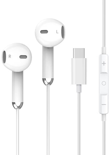 Cuffie USB C per iPhone 17/16 Pro Max Plus 15, Auricolari con filo, In-Ear Cuffie con Microfono Tipo C Hi-Fi Stereo Clear Mic Compatibile con iPad Samsung Galaxy S25 S24 A56 Pixel 9/10