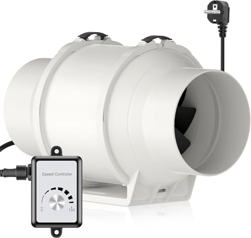 HG Power Ventilateur d'extraction réglable 125 mm avec régulateur de vitesse - Économe en énergie - Silencieux - Pour cuisine, salle de bain, garage