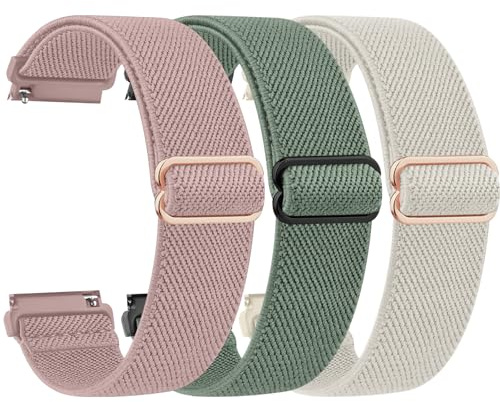 Yisica 3 Pack Quick Release Elastic Nylon Watch Straps Band Width 18mm 20mm 22mm Elastic Straps for Men Women, Soft Adjustable Stretchy Braided Sport Replacement Wristbands for Smart Watch