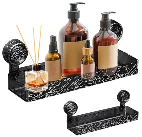 Estantería Baño ventós, Estante Móvil Para Ducha con Ventosa, Organizador Baño Transparente, para Champú y Jabón, Paredes de Azulejos Lisos