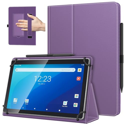 TiMOVO Universal Case for 10.1 Inch Android Tablet, Orchid Purple | Pen Loop, Two Folding Stand Cover, Hand Strap, For All 9.6-11 Touchscreen Tablet
