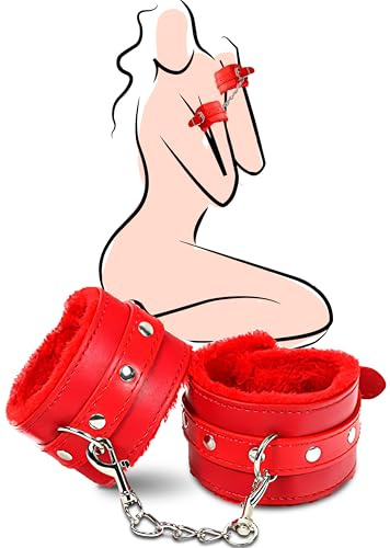 Fluffy Handcuffs for Grownups with Connect Chain Couple Handcuffs for Bedroom Play Adjustable