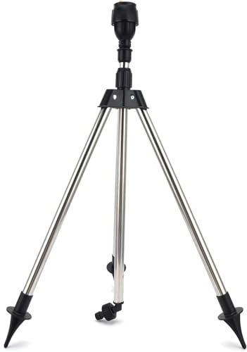 Generisch Beregner für Große Flächen Kreisregner Mit Stativ, Edelstahl Rotary Bewässerung Stativ Teleskop Gartensprenger, Rotating Tripod Sprinkler, Sprenger Garten für Hof, Garten, Rasen