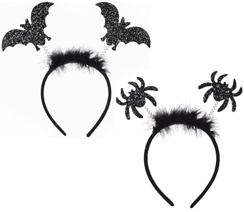 BaiDekun 2er Pack Karneval Haarreif & Spangen Set mit Spinnennetz-Design und Fledermaus-Motiv, Festlicher Haarschmuck für Damen und Herren als Accessoire bei Fasching, Maskerade und Themenpartys