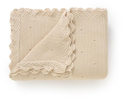 DovFanny Cellular Baby Blanket Cotton Knitted Soft Crochet Blankets for Newborn Boy Girls Toddler 100 * 80 CM Camel