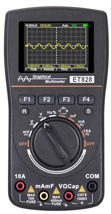 YVAAASIYC ET828 Multimètre oscilloscope numérique 2 en 1 1MH/z 2,5 Msps Testeur avec Bande passante analogique Oscilloscope Graphique Intelligent
